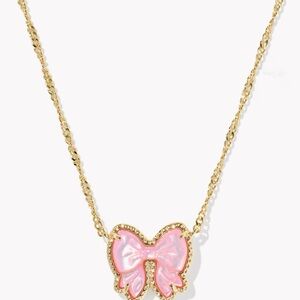 Kendra Scott Gold Necklace with Pink Bow Charm
